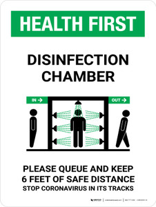 Health First: Disinfection Chamber with Icon Portrait - Wall Sign