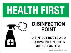 Health First: Disinfection Point with Icon Landscape - Wall Sign