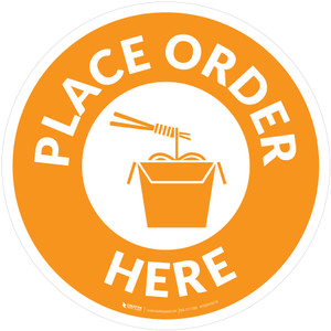 Place Order Here with Noodles Orange Circular - Floor Sign