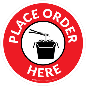 Place Order Here with Noodles Red Circular - Floor Sign