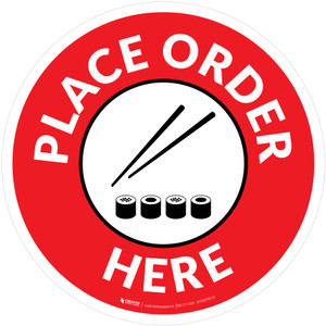 Place Order Here with Sushi Red Circular - Floor Sign