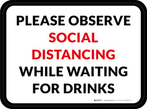 Please Observe Social Distancing While Waiting For Drinks Rectangle - Floor Signs Please Observe Social Distancing While Waiting For Drinks Rectangle - Floor Signs