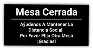Table Closed - Help us Maintain Social Distancing, Please Choose Another Table Spanish - Label Table Closed - Help us Maintain Social Distancing, Please Choose Another Table Spanish - Label