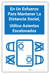 En Un Esfuerzo Para Mantener La Distancia Social, Utilice Asientos Escalonados - Label