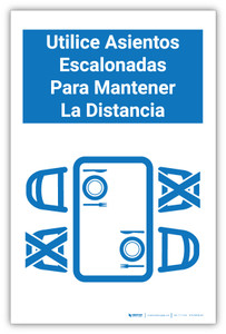Utilice Asientos Escalonados Para Mantener La Distancia - Label