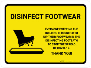Disinfect Footwear with Icon Yellow Landscape - Wall Sign
