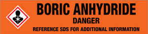 Boric Anhydride [CAS# 1303-86-2] - GHS Pipe Marking Label