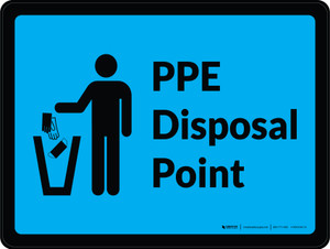 PPE Disposal Point with Icon Blue Landscape - Wall Sign