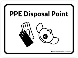 PPE Disposal Point with Icons Landscape - Wall Sign