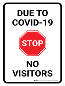 Stop Due To COVID-19 No Visitors with Icon Portrait - Wall Sign
