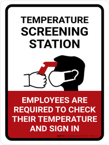 Temperature Screening Station Portrait - Wall Sign