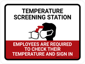 Temperature Screening Station with Icon Landscape - Wall Sign