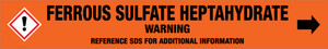 Ferrous Sulfate Heptahydrate [CAS# 7782-63-0] - GHS Pipe Marking Label