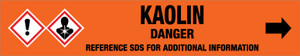 Kaolin [CAS# 1332-58-7] - GHS Pipe Marking Label