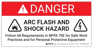 Danger: Arc Flash And Shock Hazard PPE Required Incident Energy - Arc Flash Label