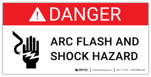 Danger: Arc Flash and Shock Hazard with Icon - Arc Flash Label