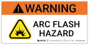 Warning: Arc Flash Hazard with Explosion Pictogram - Arc Flash Label