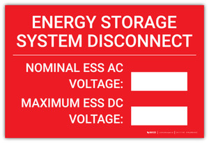 Energy Storage System Disconnect - Nominal ESS AC/Maximum ESS DC - Arc Flash Label