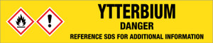 Ytterbium [CAS# 7440-64-4] - GHS Pipe Marking Label