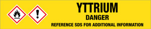 Yttrium [CAS# 7440-65-5] - GHS Pipe Marking Label