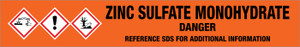 Zinc Sulfate Monohydrate [CAS# 7446-19-7] - GHS Pipe Marking Label