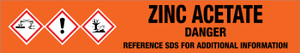 Zinc Acetate [CAS# 557-34-6] - GHS Pipe Marking Label