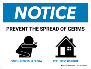 Notice: Prevent the Spread of Germs with Icons Landscape - Wall Sign