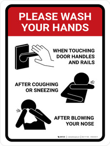 Please Wash Your Hands with Icons Portrait - Wall Sign