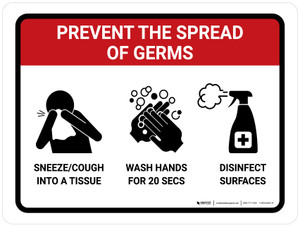 Prevent the Spread of Germs with Icons Landscape - Wall Sign