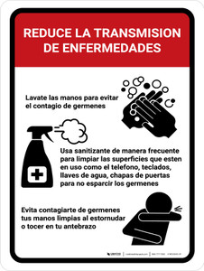 Reduce La Transmision De Enfermedades with Icons Portrait - Wall Sign
