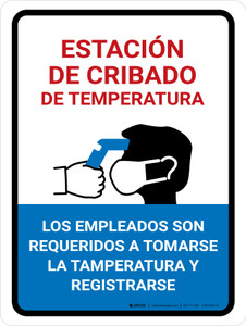 Temperature Screening Station Spanish with Icon Portrait - Wall Sign