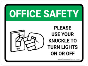 Office Safety: Please Use Your Knuckle For Lights with Icon Landscape - Wall Sign