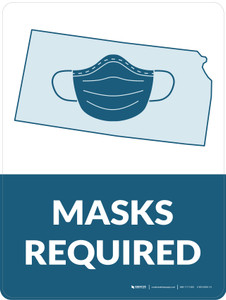 Masks Required - Kansas State Outline Portrait - Wall Sign