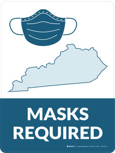 Masks Required - Kentucky State Outline Portrait - Wall Sign