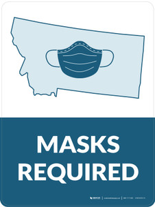 Masks Required - Montana State Outline Portrait - Wall Sign