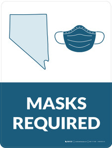 Masks Required - Nevada State Outline Portrait - Wall Sign
