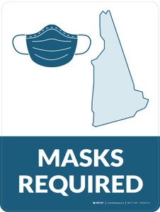 Masks Required - New Hampshire State Outline Portrait - Wall Sign