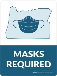 Masks Required - Oregon State Outline Portrait - Wall Sign