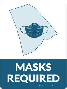 Masks Required - Rhode Island State Outline Portrait - Wall Sign