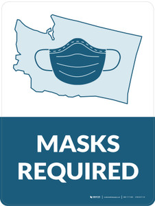 Masks Required - Washington State Outline Portrait - Wall Sign