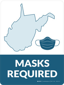Masks Required - West Virginia State Outline Portrait - Wall Sign