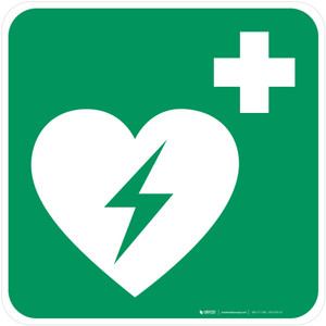 Automated External Heart Defibrillator (AED) Safe Condition - ISO Floor Sign