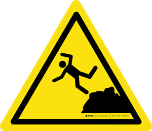 Unstable Cliff Edge Warning - ISO Floor Sign
