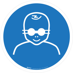 Infants Must be Protected With Opaque Eye Protection Mandatory - ISO Floor Sign