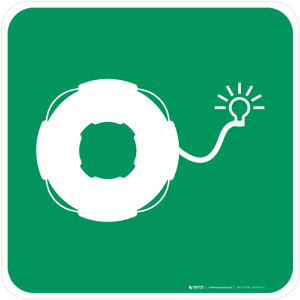 Lifebuoy with Light Safe Condition - ISO Floor Sign