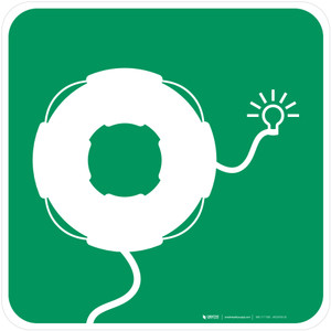 Lifebuoy with Line and Light Safe Condition - ISO Floor Sign