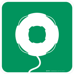 Lifebuoy with Line Safe Condition - ISO Floor Sign