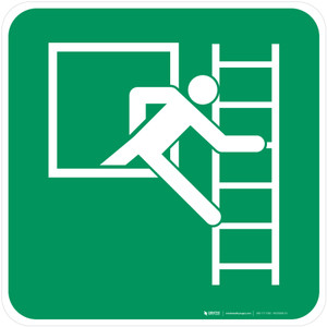 Emergency Window with Escape Ladder Right Safe Condition - ISO Floor Sign