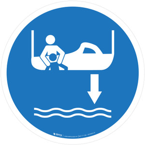 Lower Rescue Boat into Water Mandatory - ISO Floor Sign
