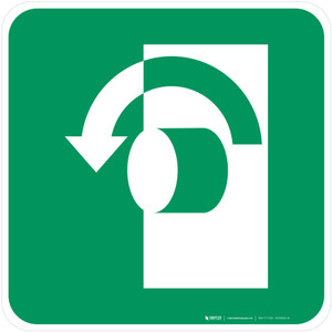 Turn Couter Clockwise to Open Safe Condition - ISO Floor Sign
